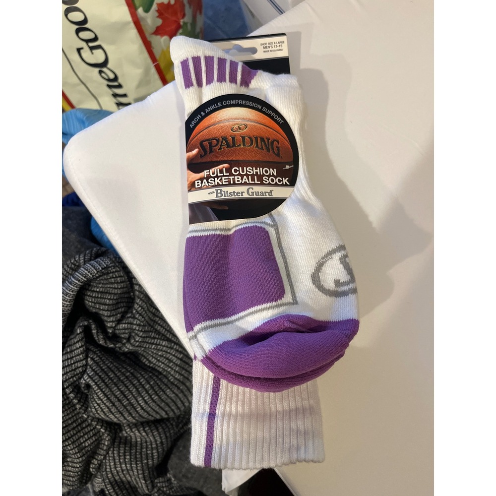 Spalding Mens Full Cushion Basketball‎ Socks Arch Ankle Compression Support XL